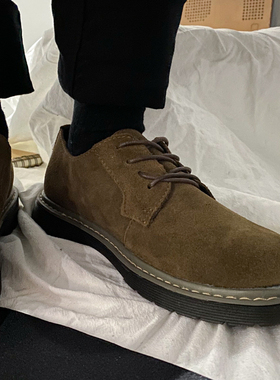 ALKE 复古做旧圆头大头鞋低帮耐磨日系工装系带皮鞋 男女情侣款