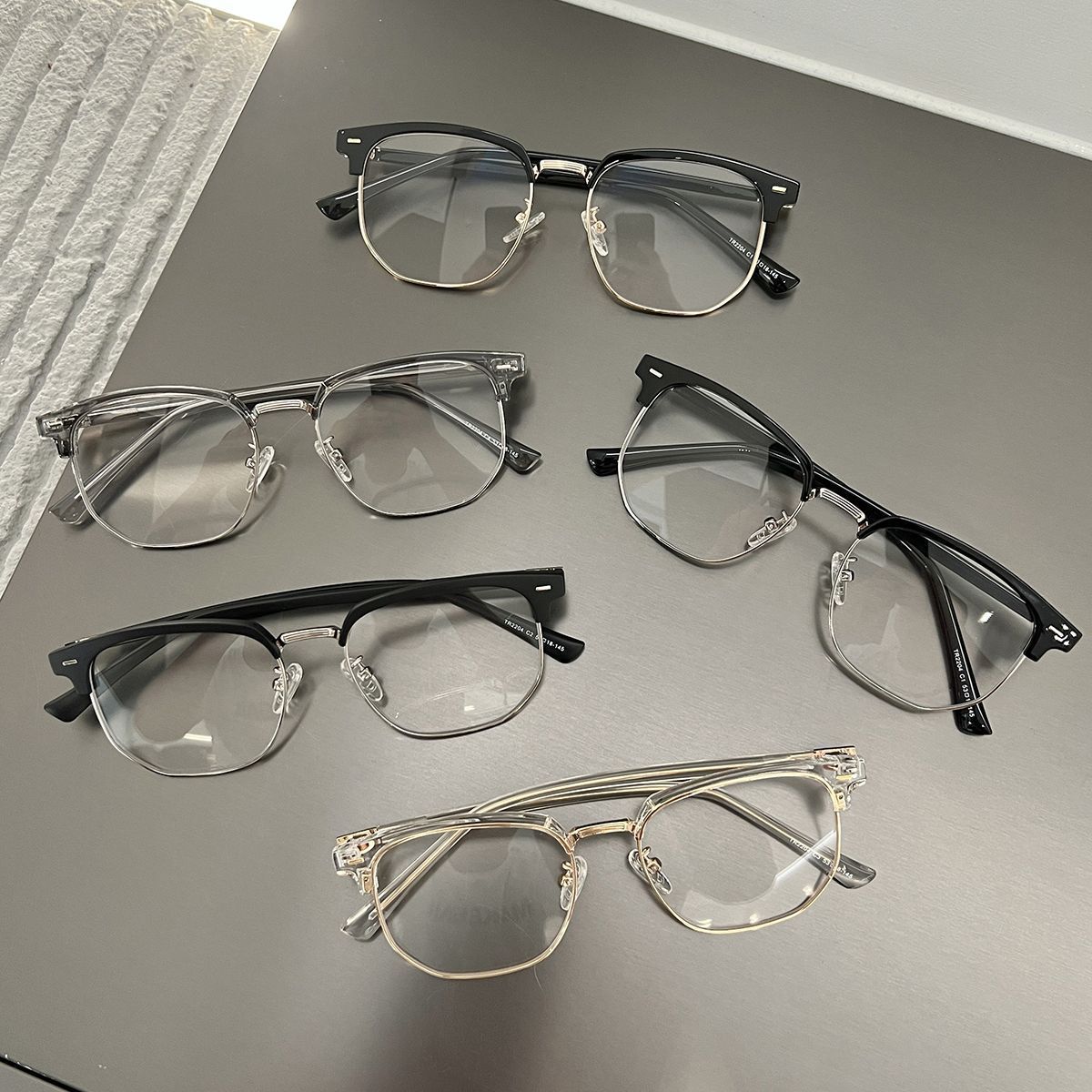 复古半框理工眼镜男黑框文艺学生素颜近视平光镜防蓝光护目眼镜架