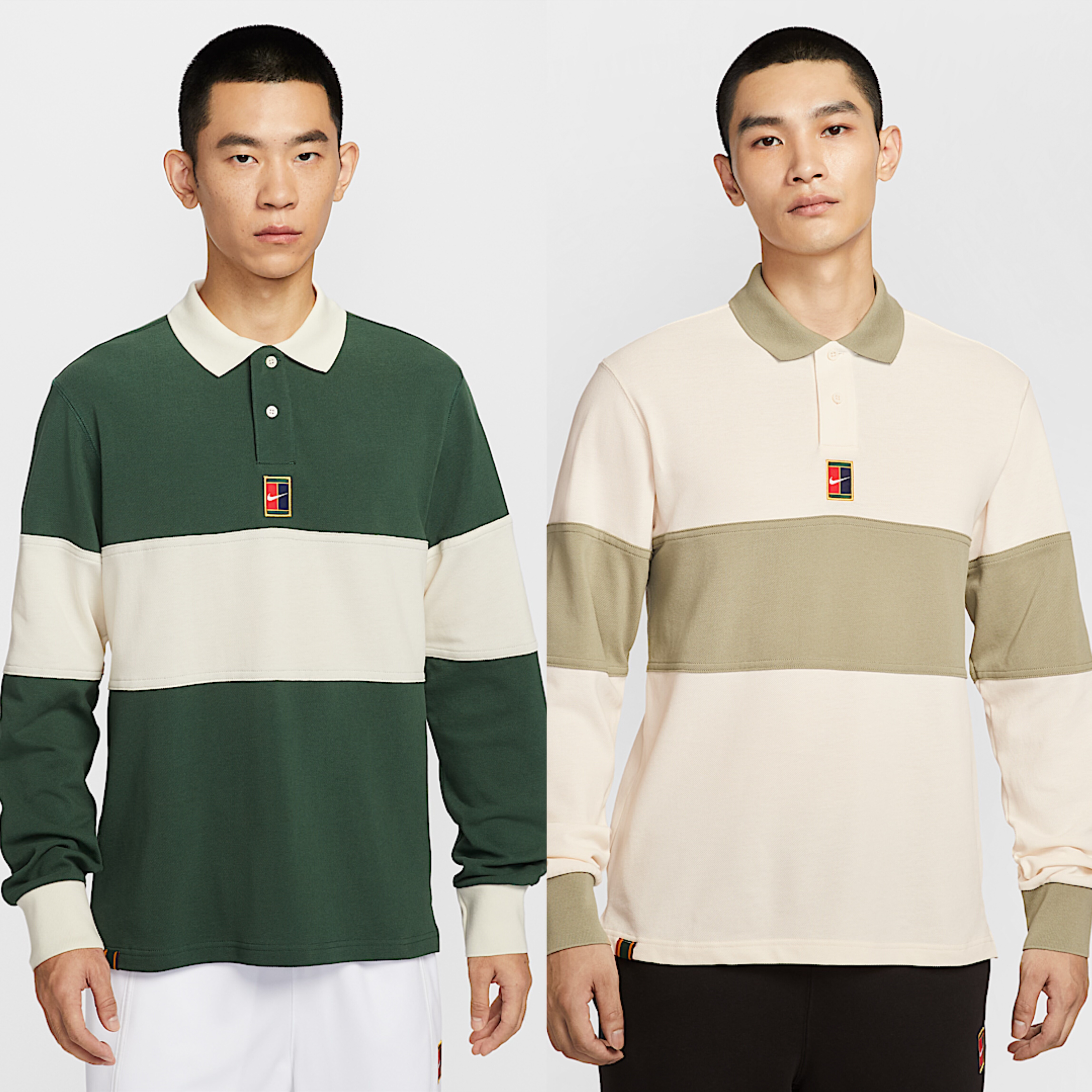 正品耐克/Nike 秋季款男士训练拼接套头网球POLO衫长袖T恤 HQ1749