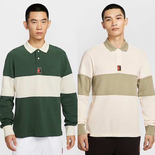正品耐克/Nike 秋季款男士训练拼接套头网球POLO衫长袖T恤 HQ1749
