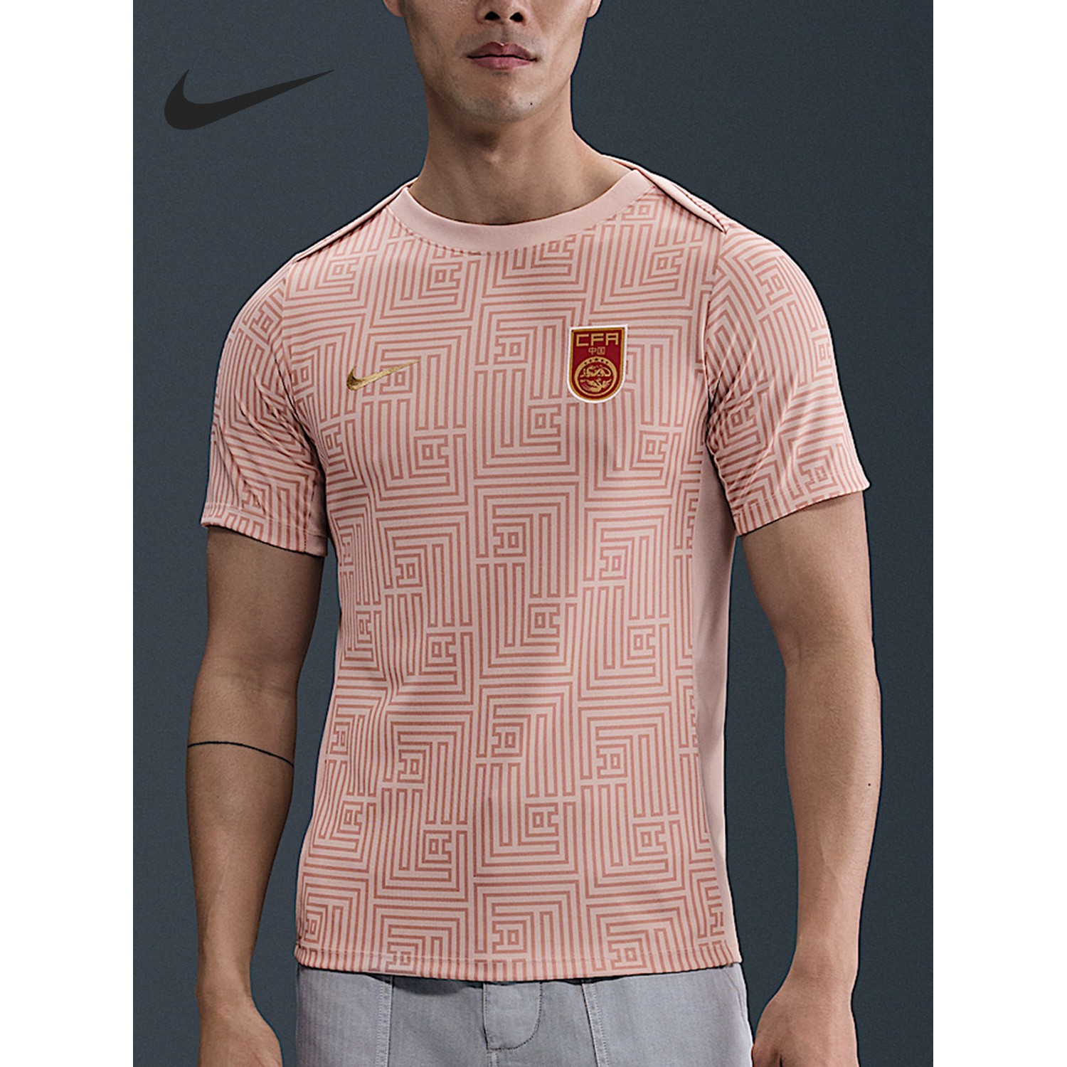Nike/耐克 男子足球中国队赛前训练运动速干T恤短袖FZ9714-601