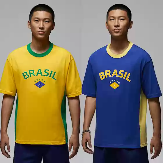 Nike Air Jordan Men's Comfortable Brazilian Team Retro Short-Sleeve Pure Cotton T-Shirt Ii5388
