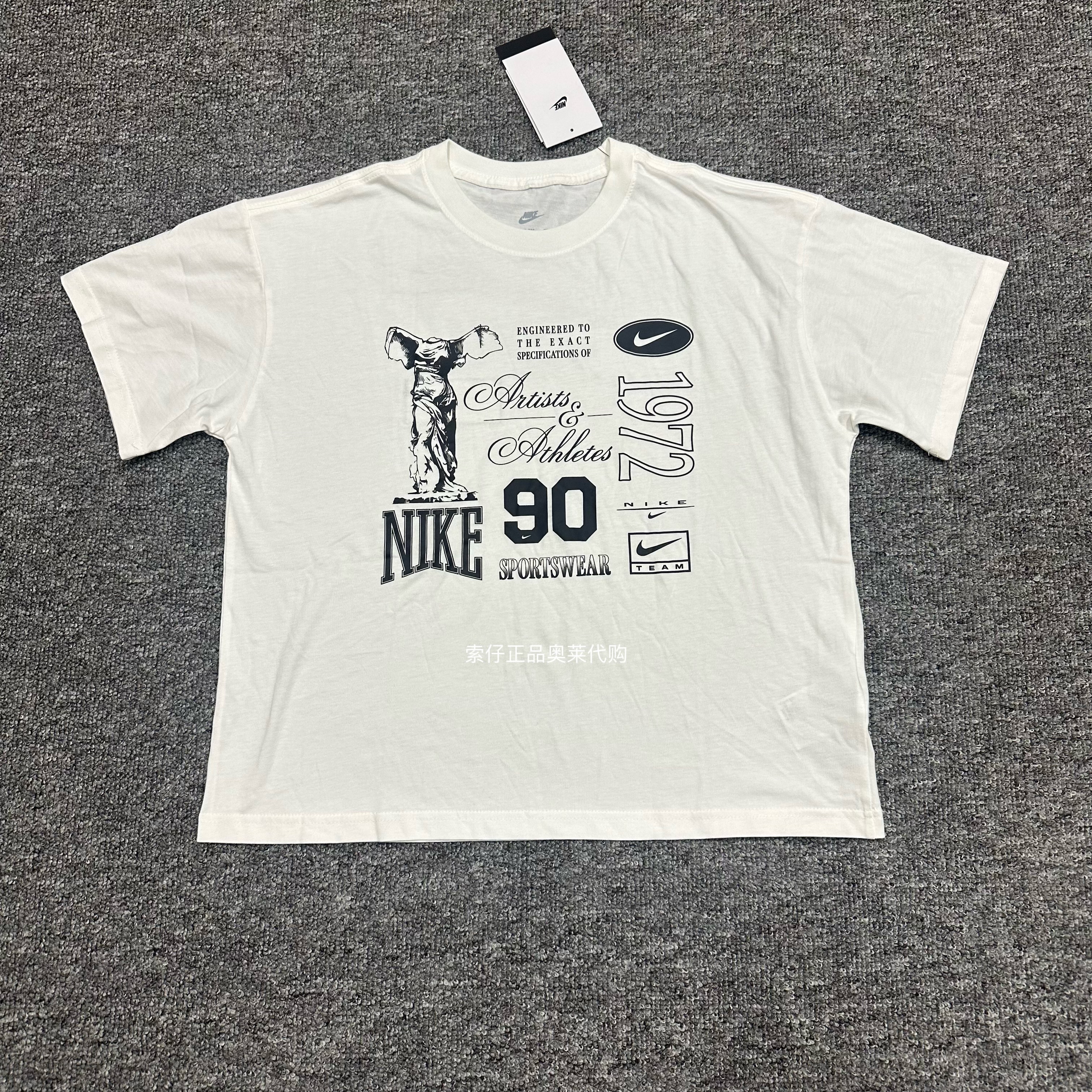 正品Nike/耐克 春夏儿童大童女孩印花休闲运动短款纯棉短袖HM6306