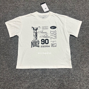 正品Nike/耐克 春夏儿童大童女孩印花休闲运动短款纯棉短袖HM6306