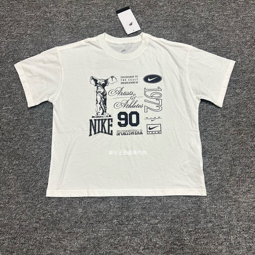 正品Nike/耐克 春夏儿童大童女孩印花休闲运动短款纯棉短袖HM6306