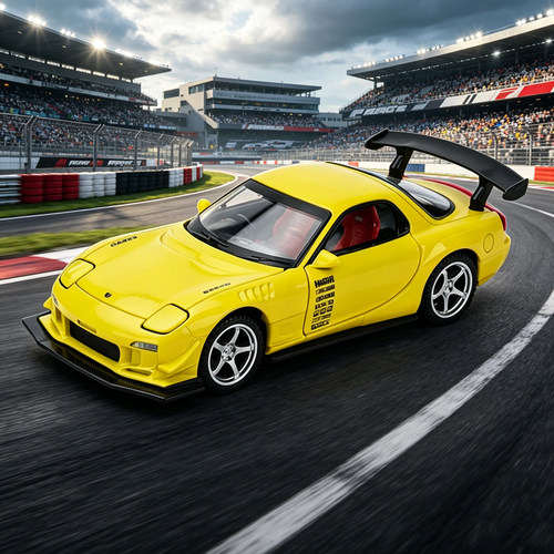 新款1:32马自达RX7 FD3S开门声光回力避震转向翻灯合金跑车模型