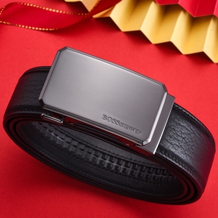 BOSSSUNWEN轻奢高端海豹皮真皮皮带男自动扣商务休闲裤 腰带送老公