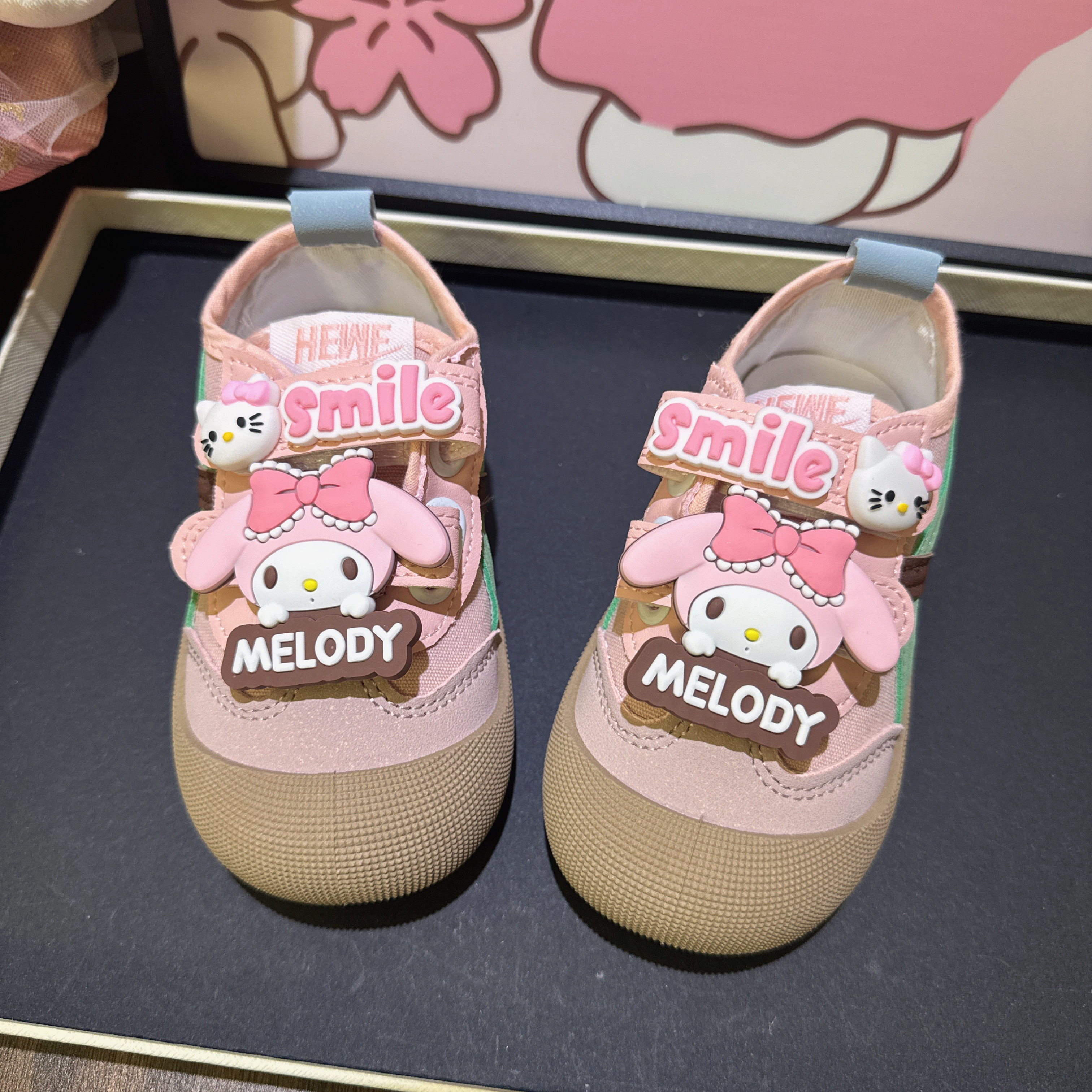 女童粉色帆布鞋魔术贴幼儿园入园帆布鞋
