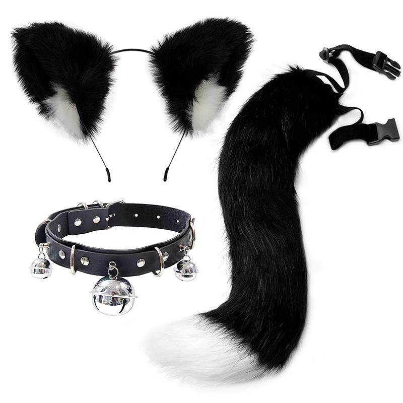 cosplay猫耳朵发箍猫尾巴饰品手作可爱猫娘兽耳发饰兽尾配饰套装