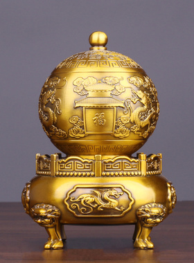 铜百福龙戏珠九转乾坤鼎旋转香炉