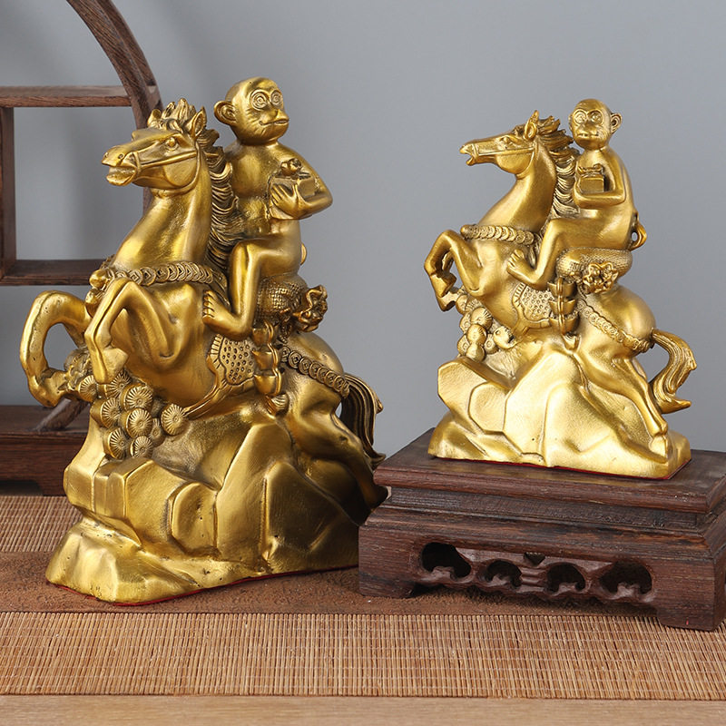 厂家批发铜马上封侯摆件马上大圣一品当朝铜器工艺品开业礼品