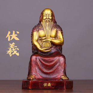 纯铜伏羲周文王孔子铜像一套家居书房办公室桌面摆件黄铜易经三圣