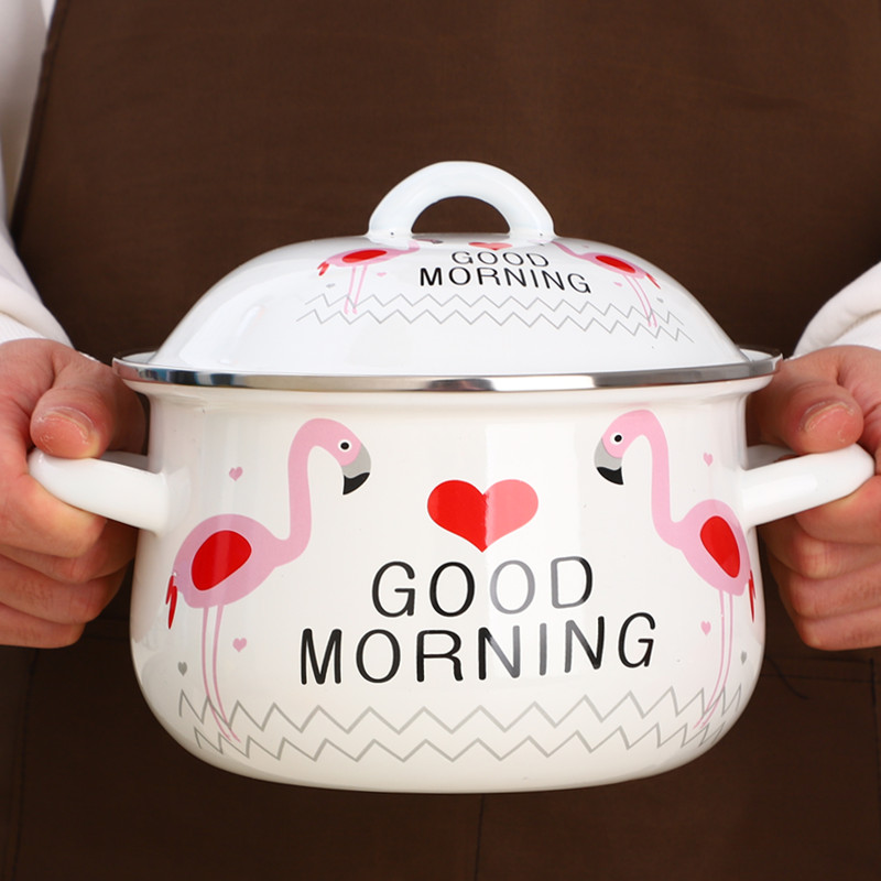 欧丽家泡面碗老式风通用搪瓷锅