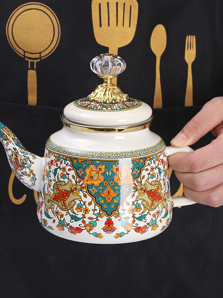 欧丽家搪瓷搪瓷壶搪瓷烧水壶带滤网壶煮茶壶煮咖啡壶电磁炉燃气通