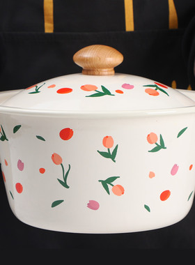 欧丽家珐琅搪瓷搪瓷盖盆肉馅盆老式汤盆面盆带盖猪油盆带盖和面盆