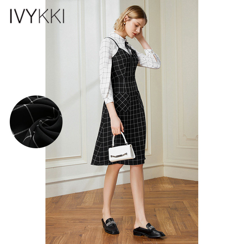 2024夏季新款法式假两件连衣裙女