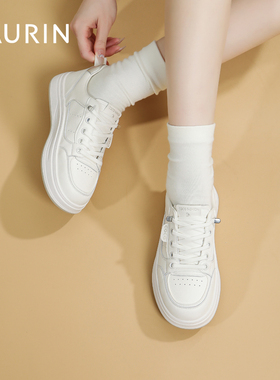 索兰小白鞋女2025秋季新款轻便百搭运动休闲鞋厚底板鞋25CX47255