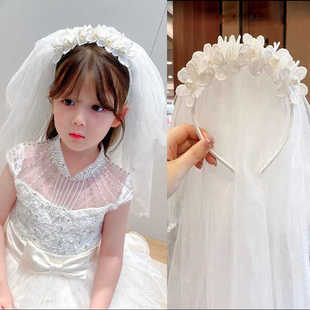 儿童头纱发箍花环超仙公主裙头饰女童发夹宝宝花童发饰品小孩写真
