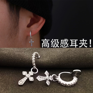 蚊香盘十字架耳夹女无耳洞新款男士耳骨夹高级感流苏耳挂无洞耳饰