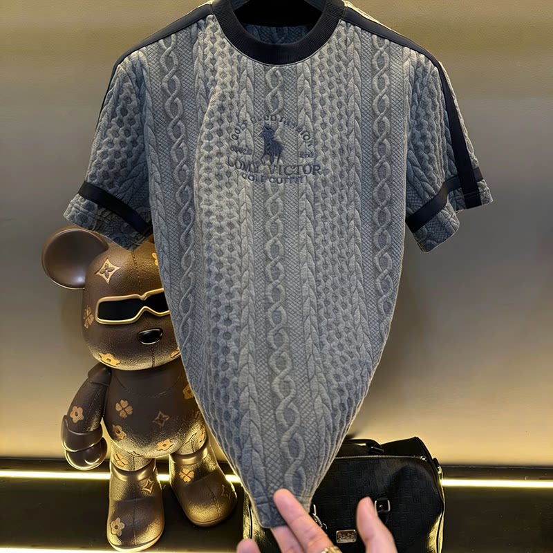 2026新款体恤衫男士时尚百搭简约款短袖男春夏季T恤圆领印花上衣