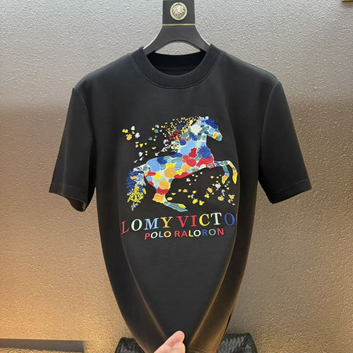 LOMY VICTO男士圆领短袖T恤2026夏季爆款设计师半袖轻奢百搭上衣