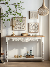 美式复古玄关桌实木靠墙玄关台门厅柜雕花供桌花店置物桌美甲店桌