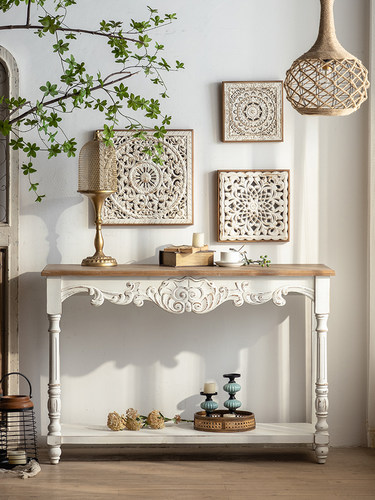 玄关桌新款雕花供桌简约美式复古