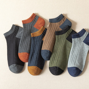双针夏天薄款 吸汗防臭短筒秋季 薄款 袜子男短袜拼色棉袜船袜春夏季