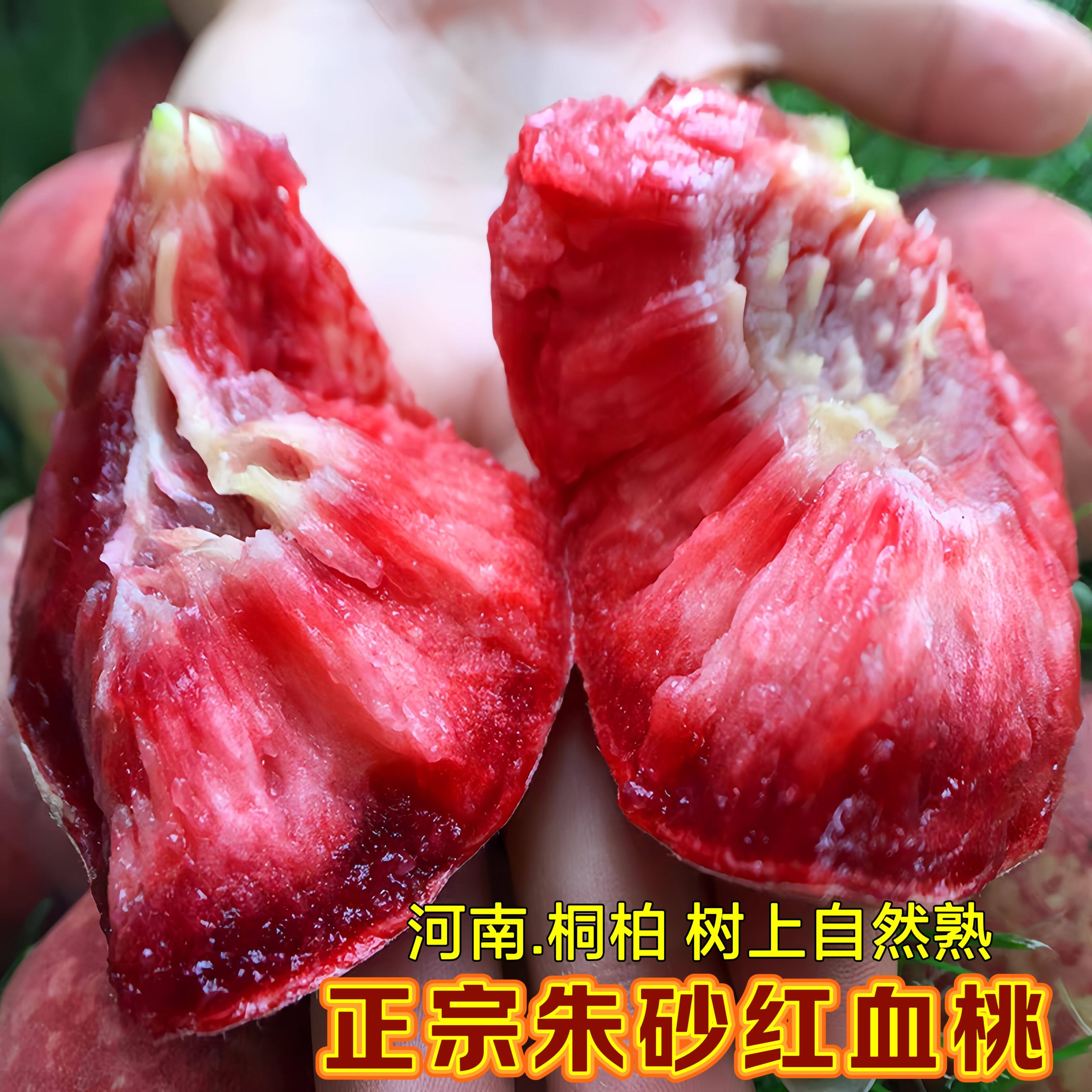 正宗朱砂红血桃新鲜水果现摘现发红心当季毛桃脆桃应季水蜜桃子