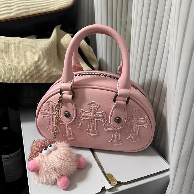 粉色保龄球女包小众手提包高级感迷你包包女2025新款斜挎小包