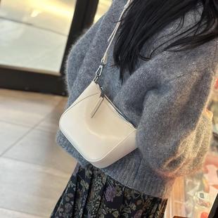 新款 真皮包包女士白色2025春季 高级感小众小包牛皮女包单肩斜挎包