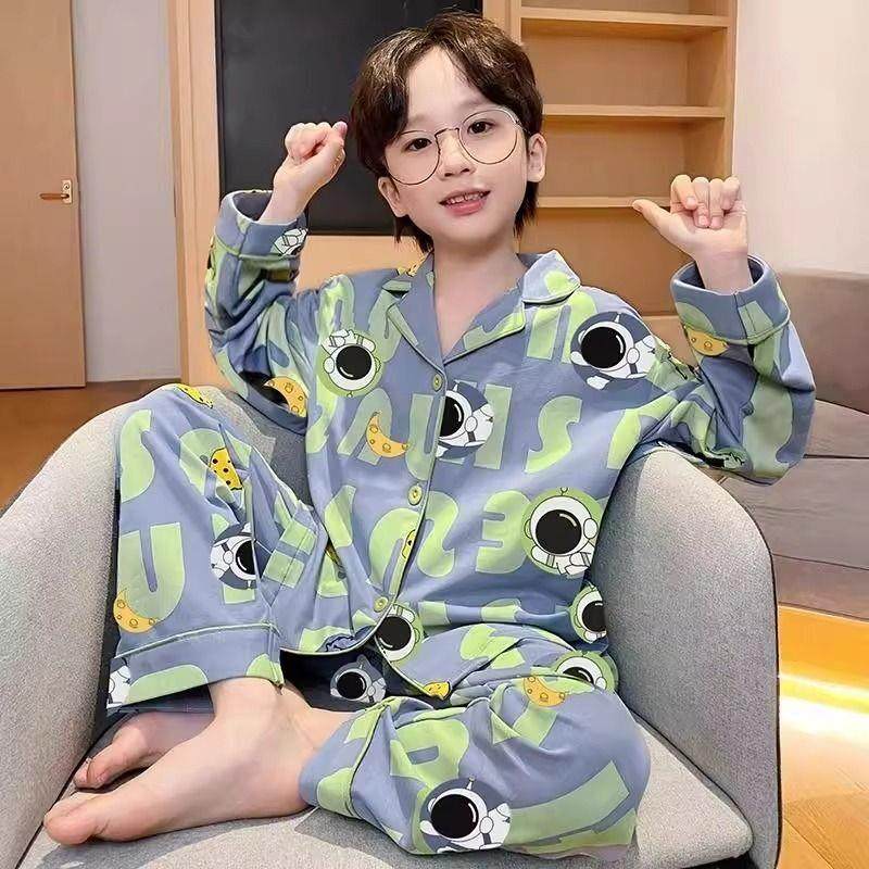 2025春秋男孩睡衣长袖春夏青少年中大儿童空调衬衫棉质男孩家装套,童装/婴儿装/亲子装,家居服套装,淘宝优惠券,粉丝福利购,淘宝优惠卷