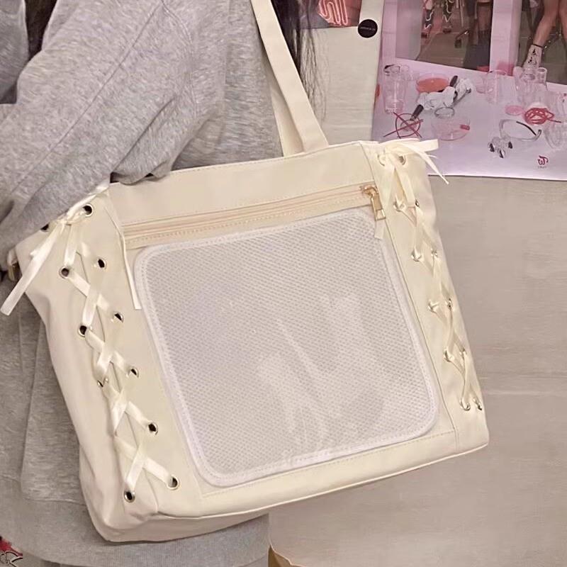 痛包大容量托特包包女日系丝带痛jk甜美少女二次元透明大食量谷子