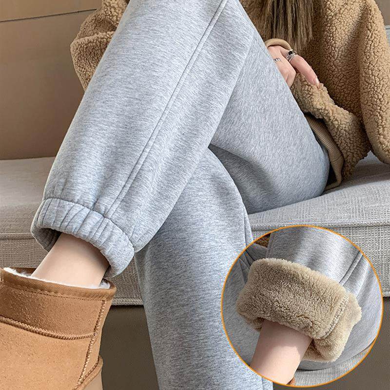 加绒运动裤女秋冬2024新款加厚灰色卫裤高腰束脚冬季羊羔绒棉裤子,女装/女士精品,卫裤,淘宝优惠券,粉丝福利购,淘宝优惠卷