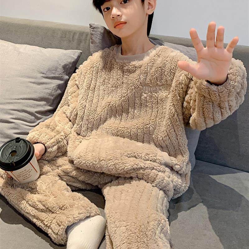 儿童装男童睡衣秋冬款家居服男孩加绒加厚冬季珊瑚绒中大童法兰绒,童装/婴儿装/亲子装,家居服套装,淘宝优惠券,粉丝福利购,淘宝优惠卷
