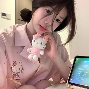 hellokitty睡衣女2025夏季 冰丝短袖 甜美公主风卡通波点家居服套装