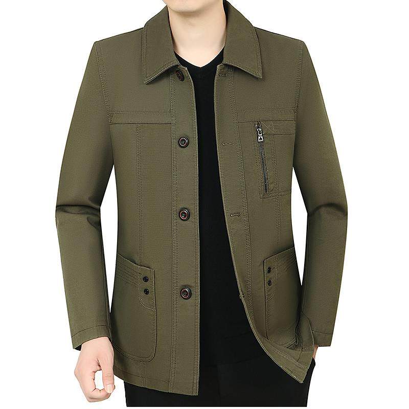 春秋季新款夹克杉男士中老年爸爸装上衣翻领宽松纯棉透气休闲外套,男装,夹克,淘宝优惠券,粉丝福利购,淘宝优惠卷