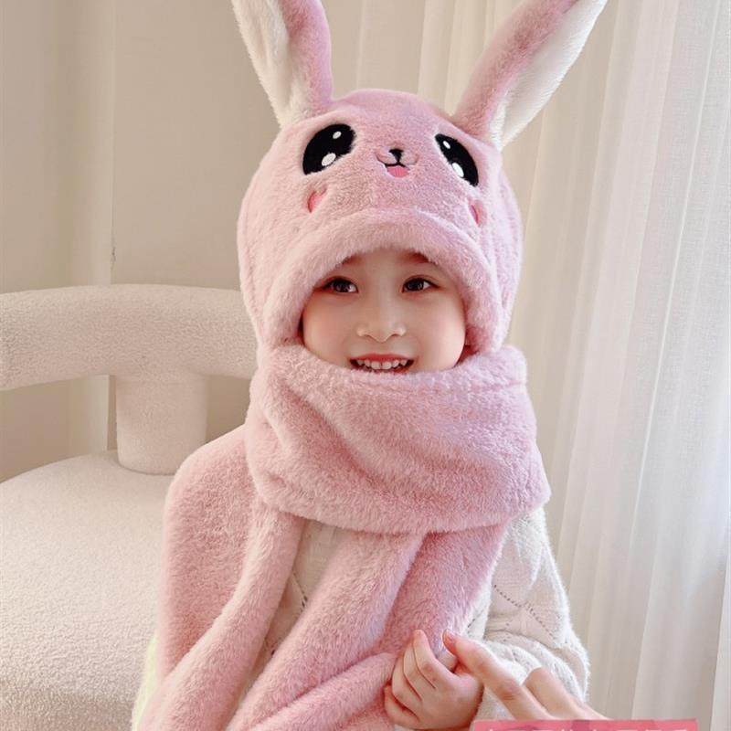 儿童帽子2025冬季新款保暖可爱会动兔耳朵男女童亲子围巾手套一体,童装/婴儿装/亲子装,帽子,淘宝优惠券,粉丝福利购,淘宝优惠卷