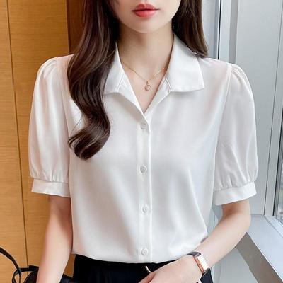 白衬衫女夏季短袖免烫抗皱设计感小众高级感衬衣职业正装面试上衣