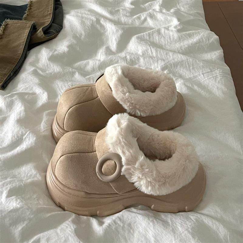 厚底增高加绒大头棉鞋加绒保暖雪地靴女款冬季新款包头半拖棉鞋靴,女鞋,棉鞋,淘宝优惠券,粉丝福利购,淘宝优惠卷