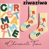 原创设计 情侣袜 圣诞字母中筒袜男女款 CHRISTMAS TIME