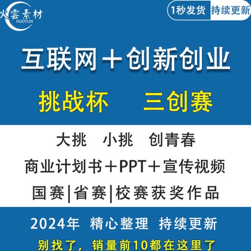大学生创新创业项目计划书挑战杯互联网+三创大赛商业ppt模板撰写