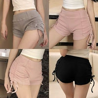 Летние сексуальные трикотажные эластичные шорты, штаны, белье для коррекции формы бедер, леггинсы, с акцентом на бедрах, на шнурках, в обтяжку