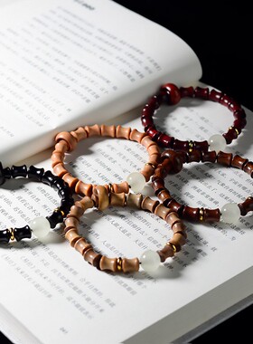 吉方圆民族风夜光手链木质佛珠