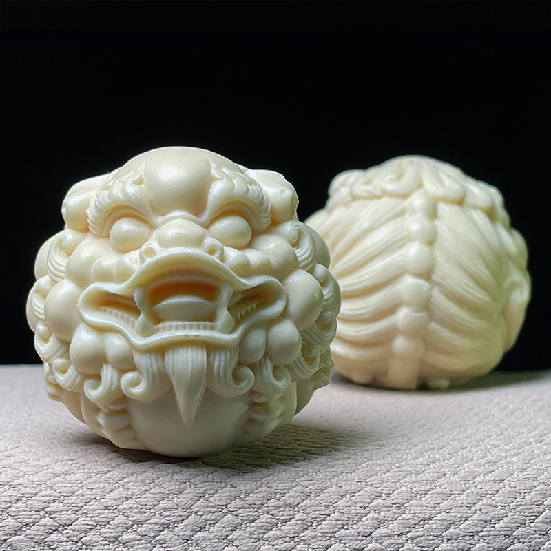 文玩雕刻貔貅手把球象牙果锻炼
