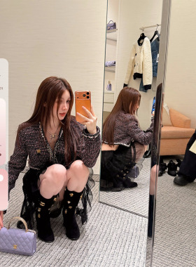 IUIU阿晶家「vintage复活款」高级感短款亮丝编织小香风外套女秋