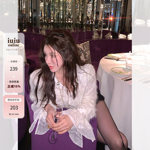 女士性感长袖 过年bi入马尔默白衬衫 衬衣 年度王炸 IUIU阿晶家