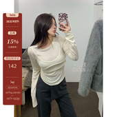 IUIU阿晶家 T恤 长袖 舒适到上头 内搭新宠假两件打底女圆领修身
