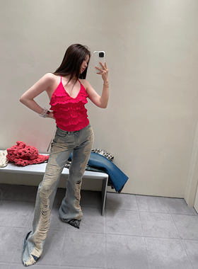 IUIU阿晶家色彩巡游蛋糕挂脖女2025夏季新款甜美气质时尚吊带背心