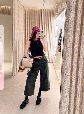 IUIU阿晶家 皮质露踝中裤女2026春季新款百搭高级感休闲裤